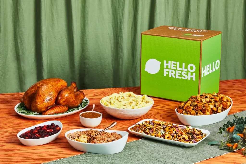 HelloFresh meal kit spread showing diverse recipe options